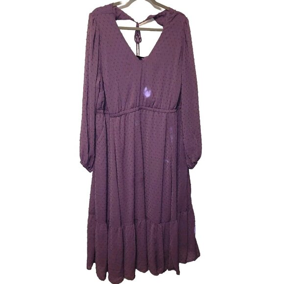 Torrid Tea Length Clip Dot Open Back A-Line Purple Dress Size 3 (22-24) Re$89.90 - Picture 4 of 8